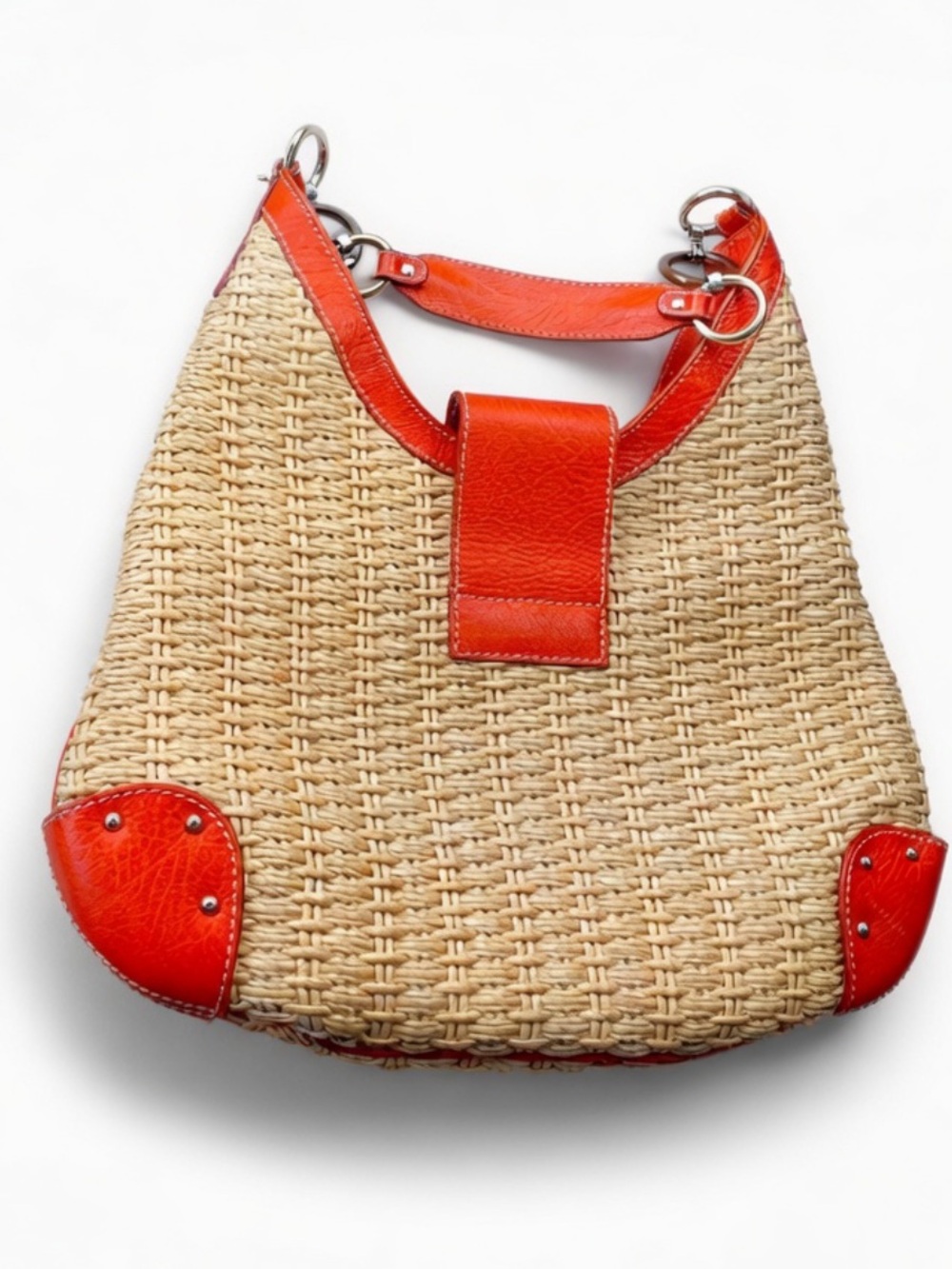 Dolce & Gabbana Straw Hobo with Orange Leather Trim - Picture 6 of 13